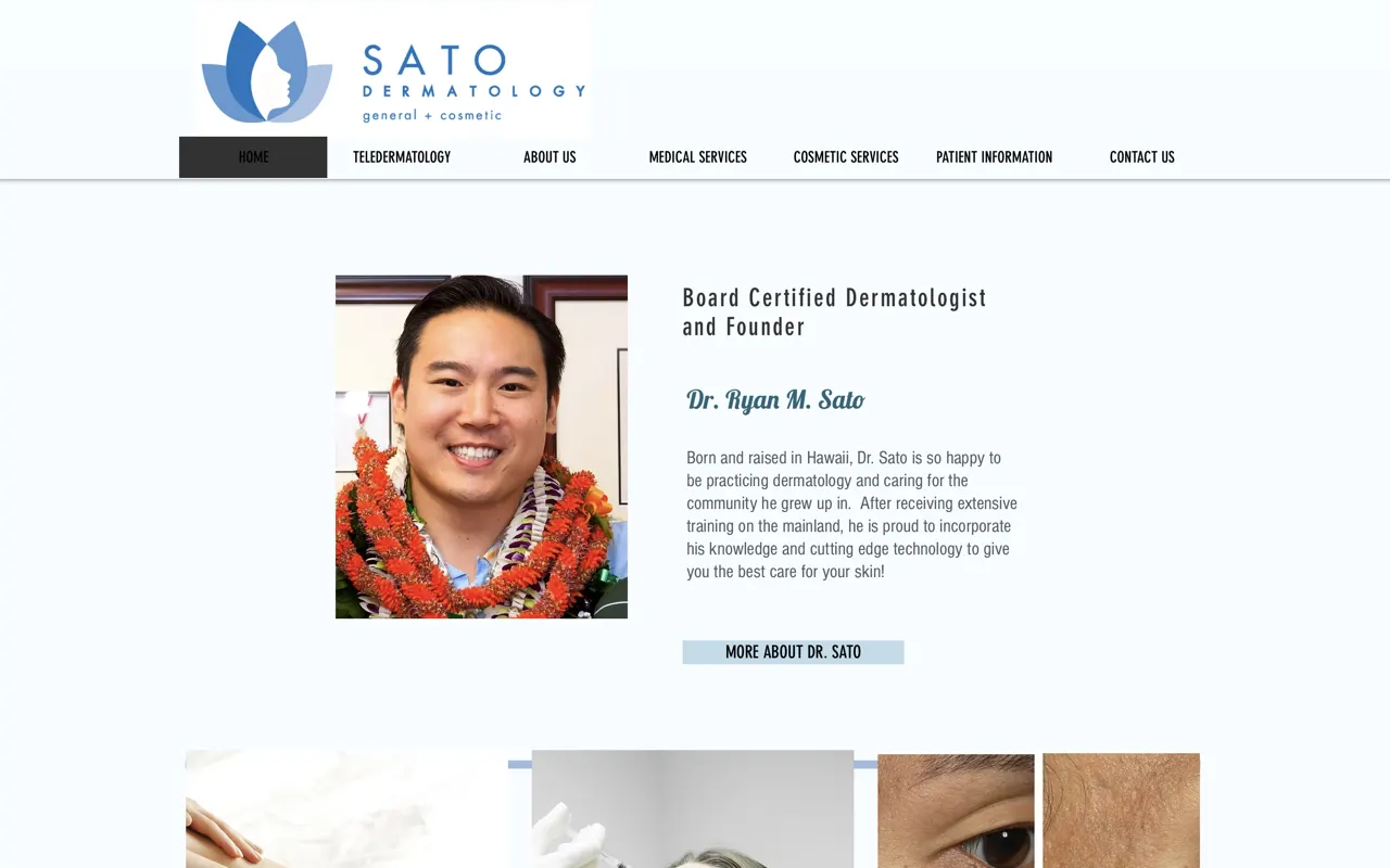 Sato Dermatology's previous website